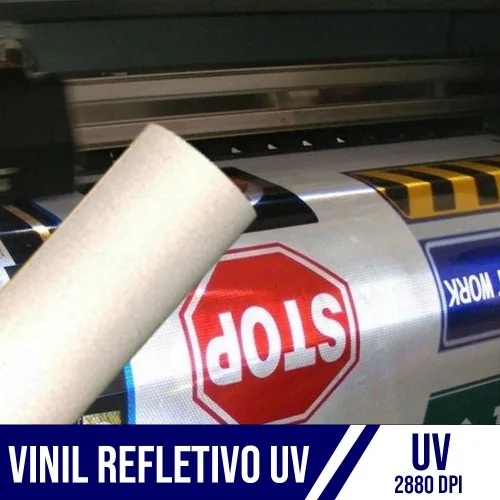 Vinil refletivo impresso em UV