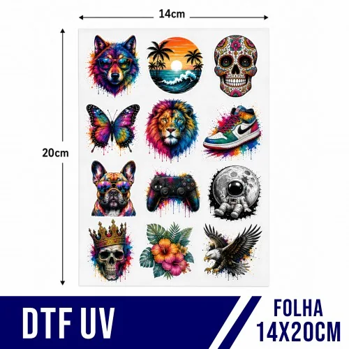 Folha de DTF UV 14 por 20 centímetros